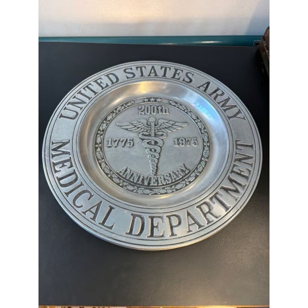 US Army Medical Department Bicentennial Pewter Plate 1775 1975 200th Anniversary